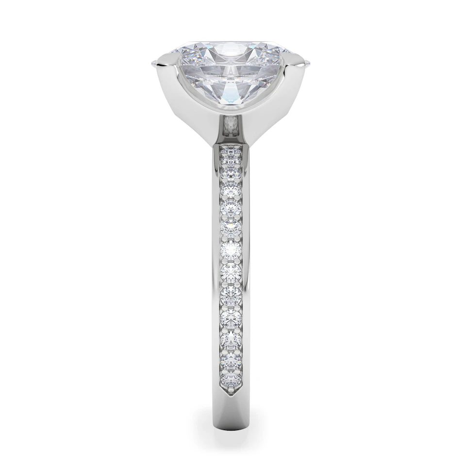 Origin 3.30ct Oval Cut Lab Diamond Solitaire Engagement Ring with Side Stones in 18K White Gold