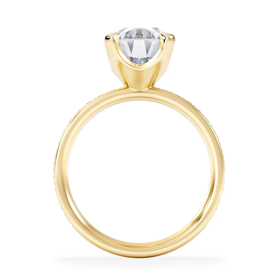 Origin 3.30ct Oval Cut Lab Diamond Solitaire Engagement Ring with Side Stones in 18K Yellow Gold