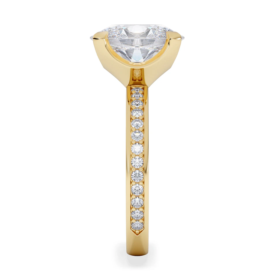 Origin 3.30ct Oval Cut Lab Diamond Solitaire Engagement Ring with Side Stones in 18K Yellow Gold