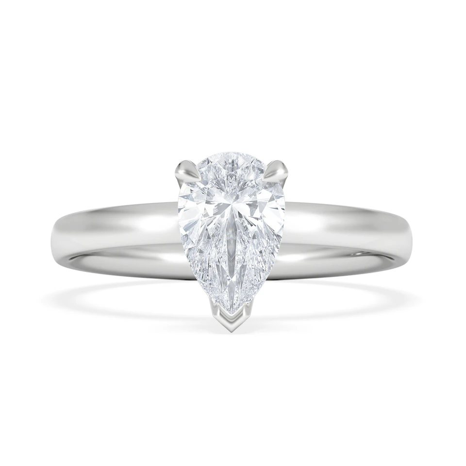 Origin 1.00ct Pear Cut Lab Diamond Solitaire Engagement Ring in 18K White Gold