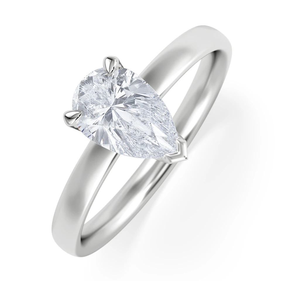 Origin 1.00ct Pear Cut Lab Diamond Solitaire Engagement Ring in Platinum