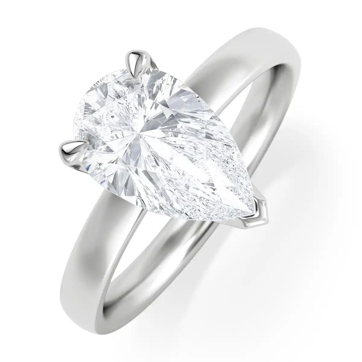 Origin 2.00ct Pear Cut Lab Diamond Solitaire Engagement Ring in 18K White Gold