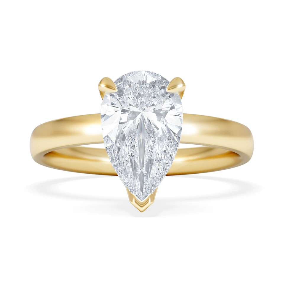 Origin 2.00ct Pear Cut Lab Diamond Solitaire Engagement Ring in 18K Yellow Gold
