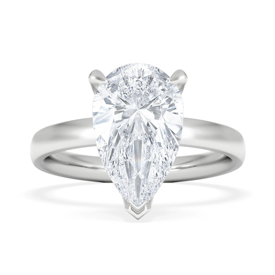 Origin 3.00ct Pear Cut Lab Diamond Solitaire Engagement Ring in 18K White Gold