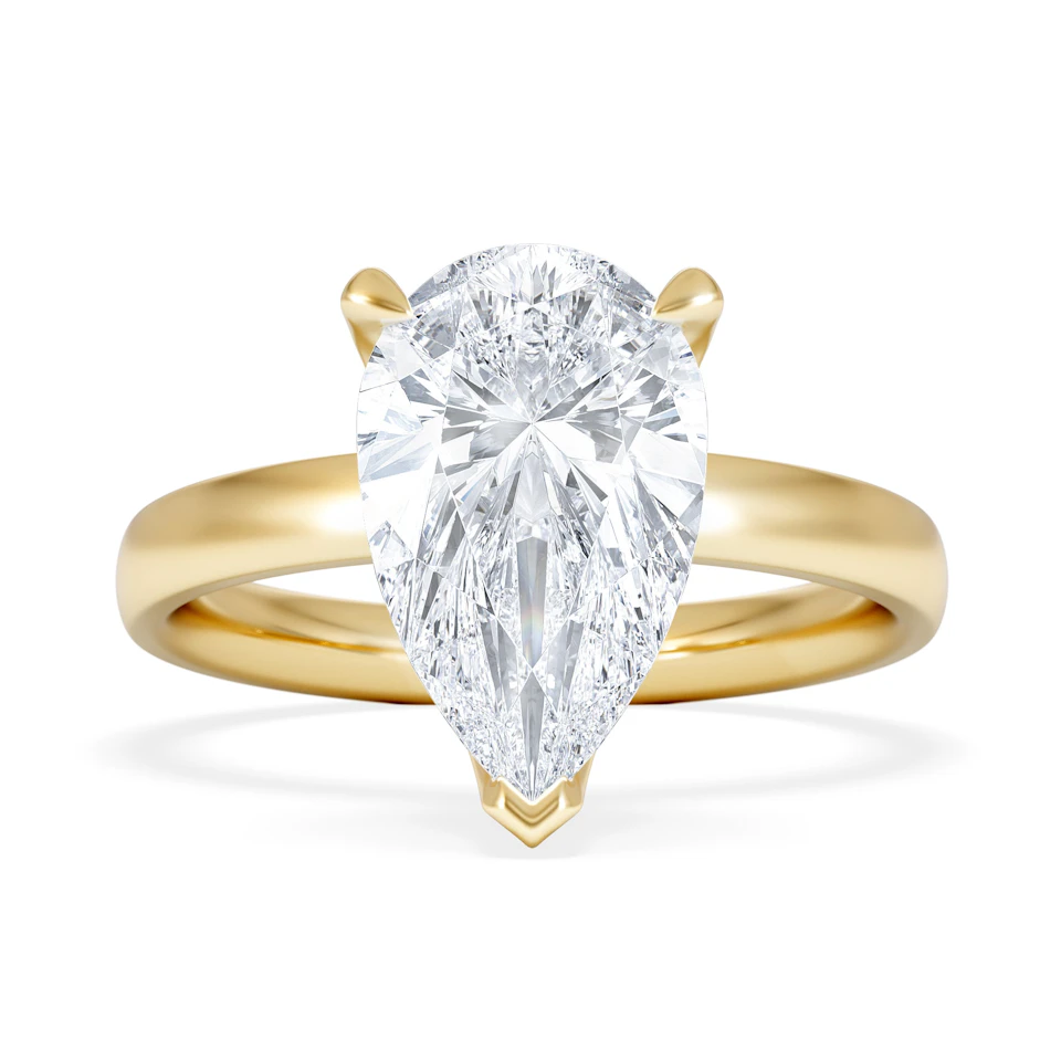 Origin 3.00ct Pear Cut Lab Diamond Solitaire Engagement Ring in 18K Yellow Gold