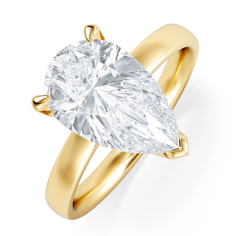 Origin 3.00ct Pear Cut Lab Diamond Solitaire Engagement Ring in 18K Yellow Gold