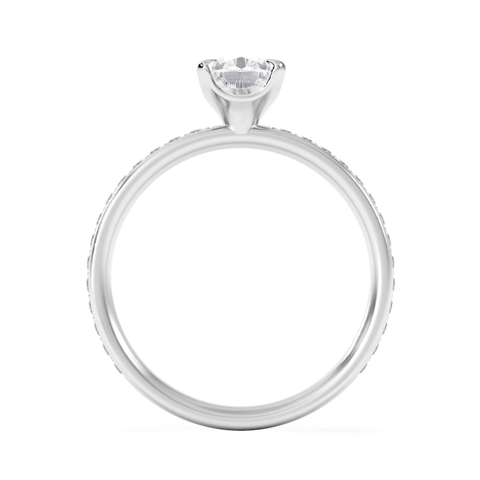 Origin 1.25ct Pear Cut Lab Diamond Solitaire Engagement Ring with Side Stones in 18K White Gold