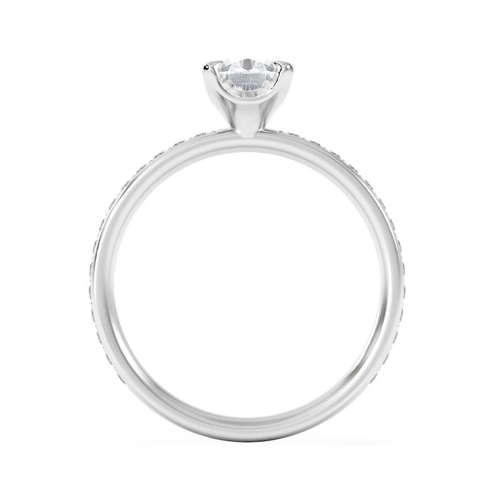 Origin 1.25ct Pear Cut Lab Diamond Solitaire Engagement Ring with Side Stones in Platinum