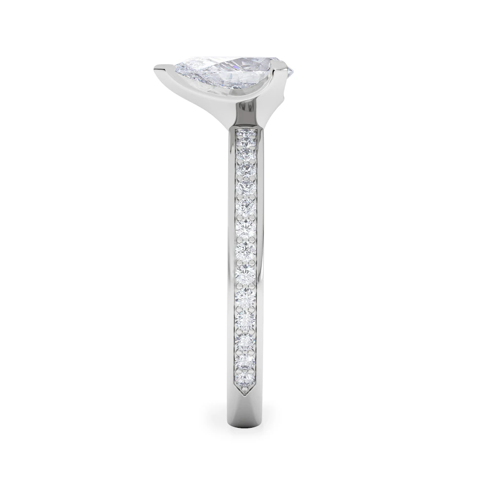 Origin 1.25ct Pear Cut Lab Diamond Solitaire Engagement Ring with Side Stones in Platinum