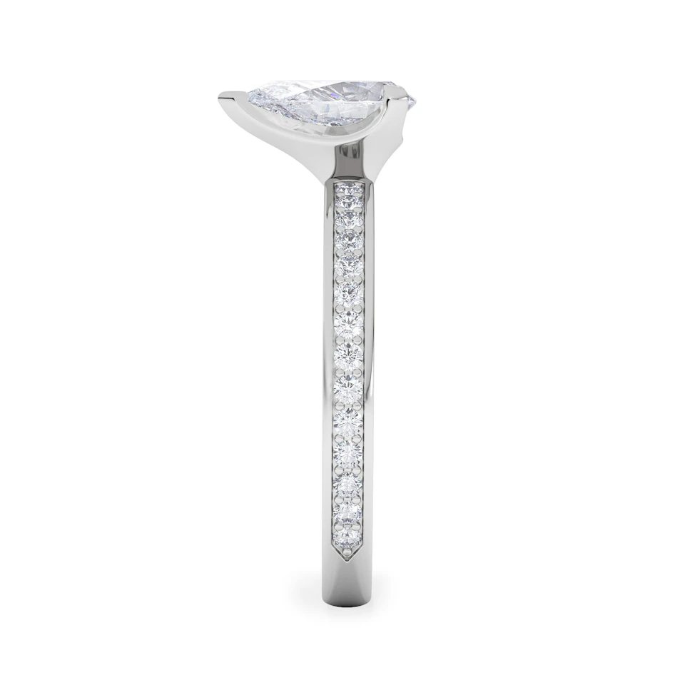 Origin 1.25ct Pear Cut Lab Diamond Solitaire Engagement Ring with Side Stones in 18K White Gold