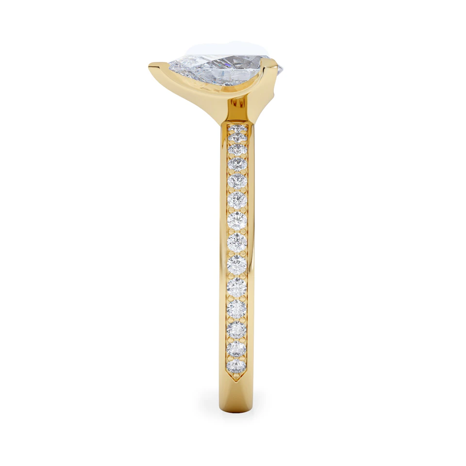 Origin 1.25ct Pear Cut Lab Diamond Solitaire Engagement Ring with Side Stones in 18K Yellow Gold