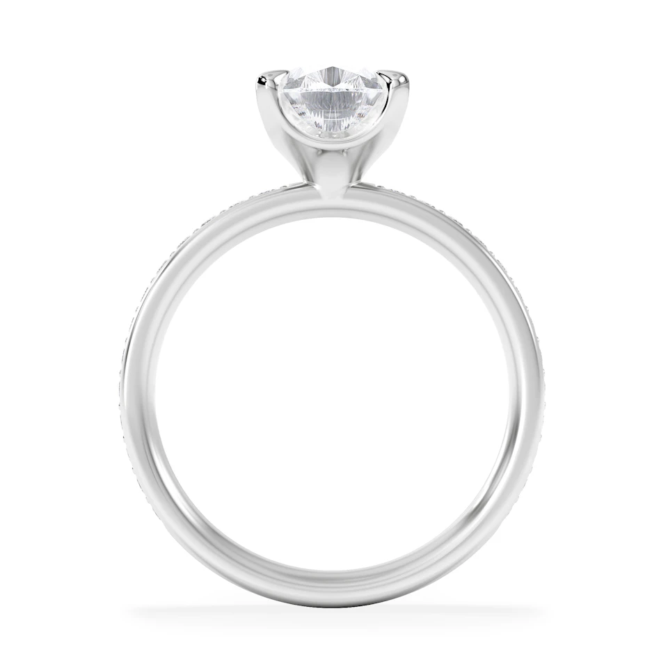 Origin 2.25ct Pear Cut Lab Diamond Solitaire Engagement Ring with Side Stones in Platinum