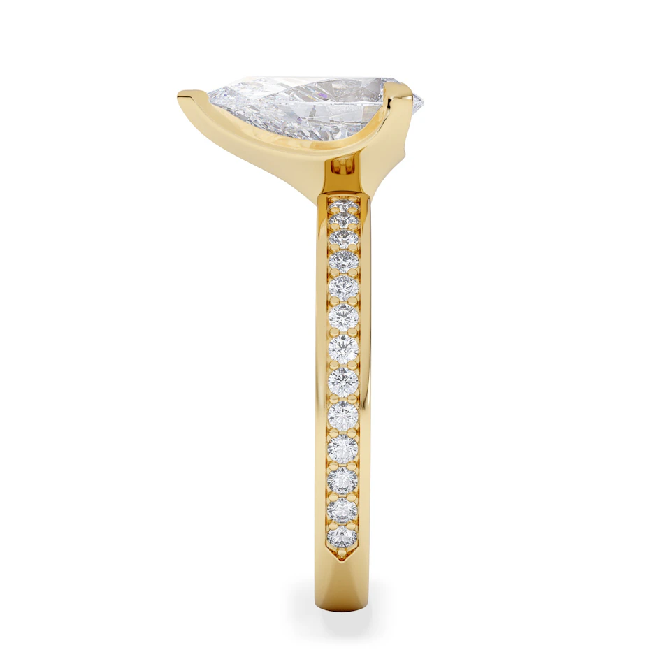Origin 2.25ct Pear Cut Lab Diamond Solitaire Engagement Ring with Side Stones in 18K Yellow Gold