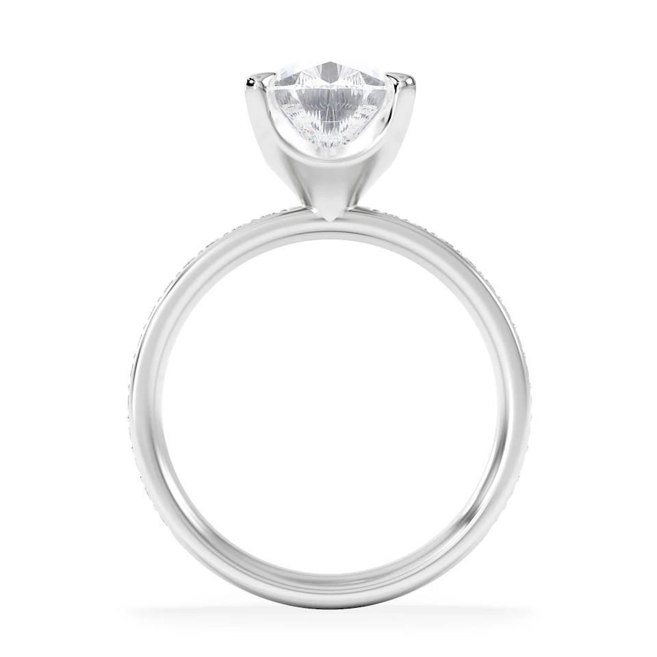 Origin 3.30ct Pear Cut Lab Diamond Solitaire Engagement Ring with Side Stones in Platinum