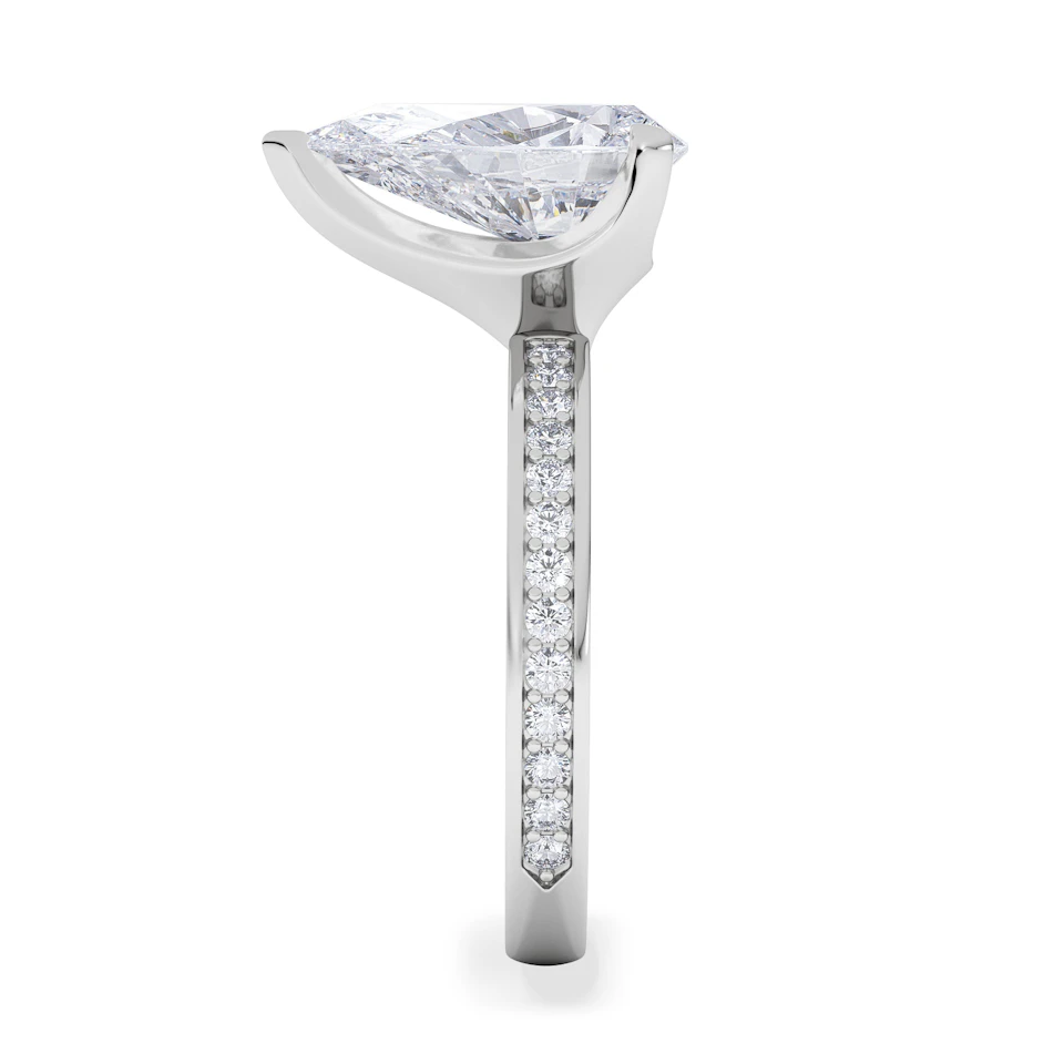 Origin 3.30ct Pear Cut Lab Diamond Solitaire Engagement Ring with Side Stones in 18K White Gold