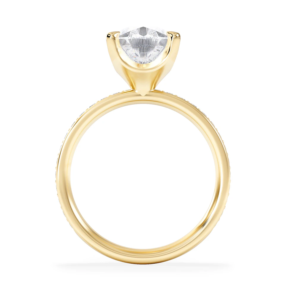 Origin 3.30ct Pear Cut Lab Diamond Solitaire Engagement Ring with Side Stones in 18K Yellow Gold