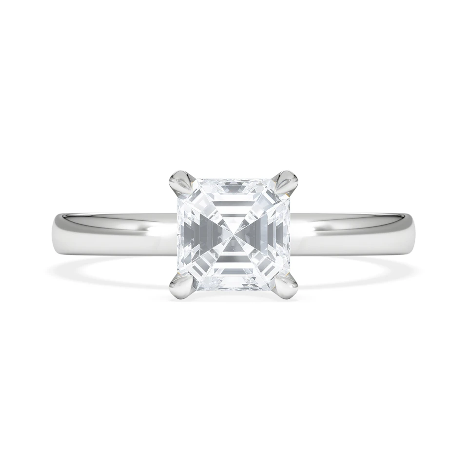 Origin 1.00ct Asscher Cut Lab Diamond Solitaire Engagement Ring in 18K White Gold