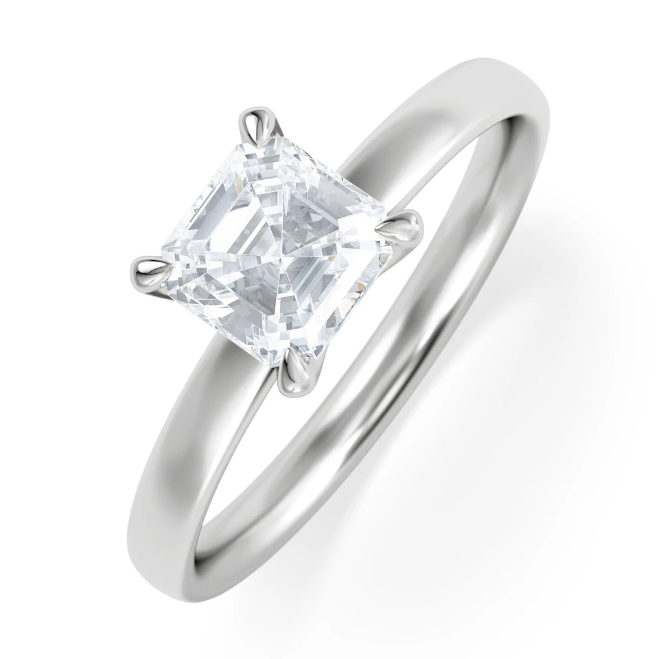 Origin 1.00ct Asscher Cut Lab Diamond Solitaire Engagement Ring in Platinum