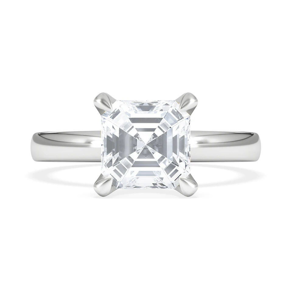 Origin 2.00ct Asscher Cut Lab Diamond Solitaire Engagement Ring in 18K White Gold