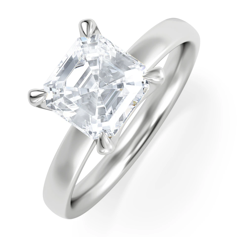 Origin 2.00ct Asscher Cut Lab Diamond Solitaire Engagement Ring in Platinum