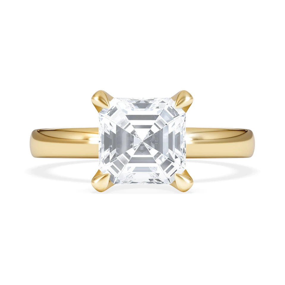 Origin 2.00ct Asscher Cut Lab Diamond Solitaire Engagement Ring in 18K Yellow Gold