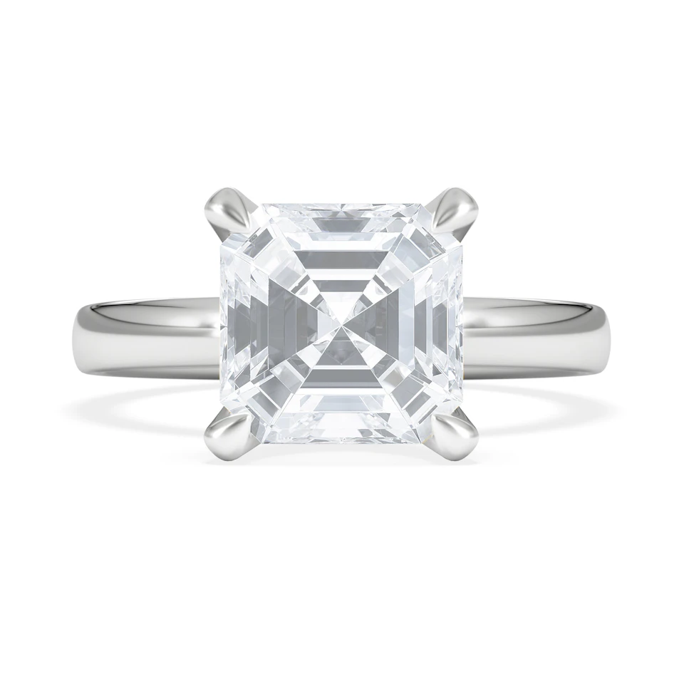 Origin 3.00ct Asscher Cut Lab Diamond Solitaire Engagement Ring in 18K White Gold