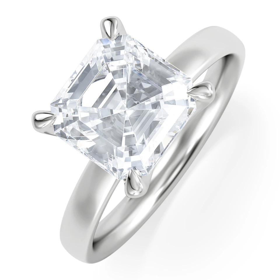 Origin 3.00ct Asscher Cut Lab Diamond Solitaire Engagement Ring in Platinum