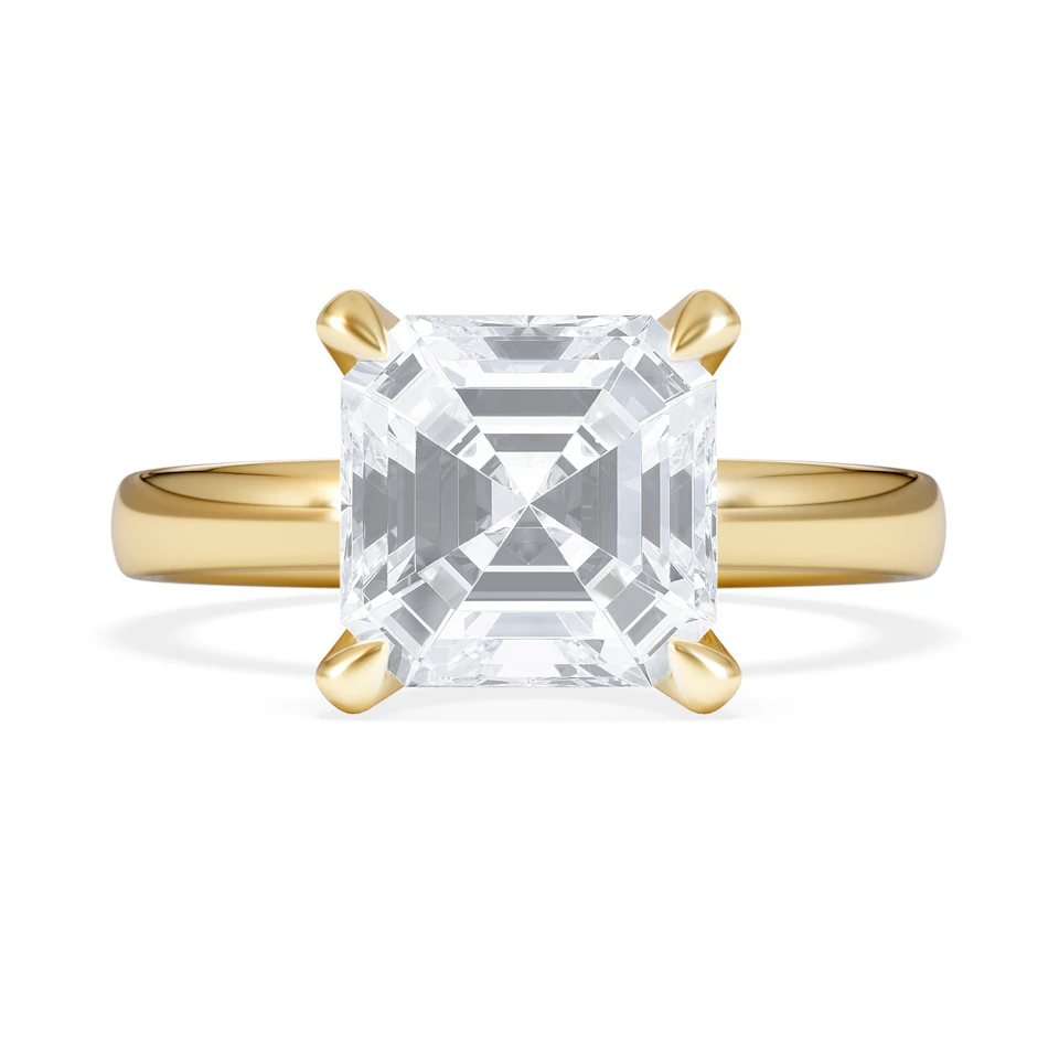 Origin 3.00ct Asscher Cut Lab Diamond Solitaire Engagement Ring in 18K Yellow Gold