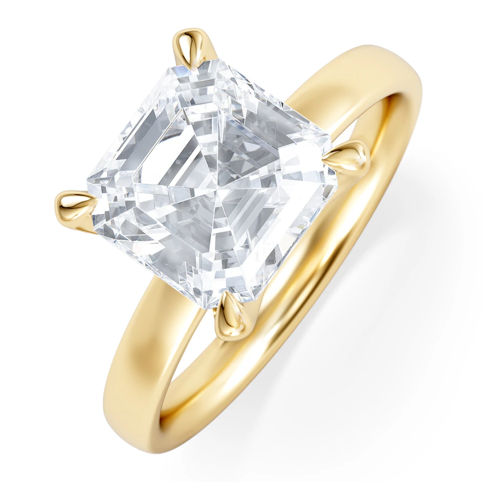 Origin 3.00ct Asscher Cut Lab Diamond Solitaire Engagement Ring in 18K Yellow Gold