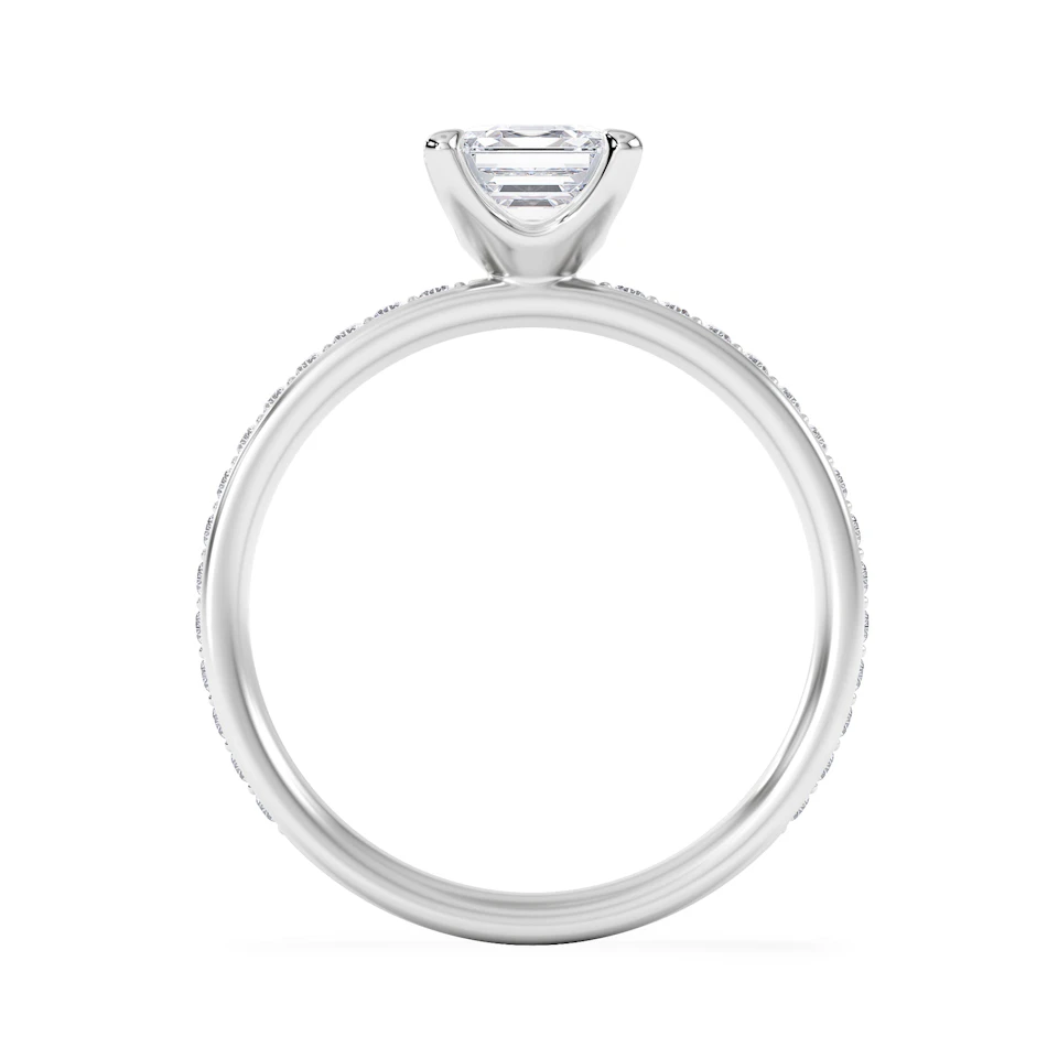 Origin 1.25ct Asscher Cut Lab Diamond Solitaire Engagement Ring with Side Stones in Platinum