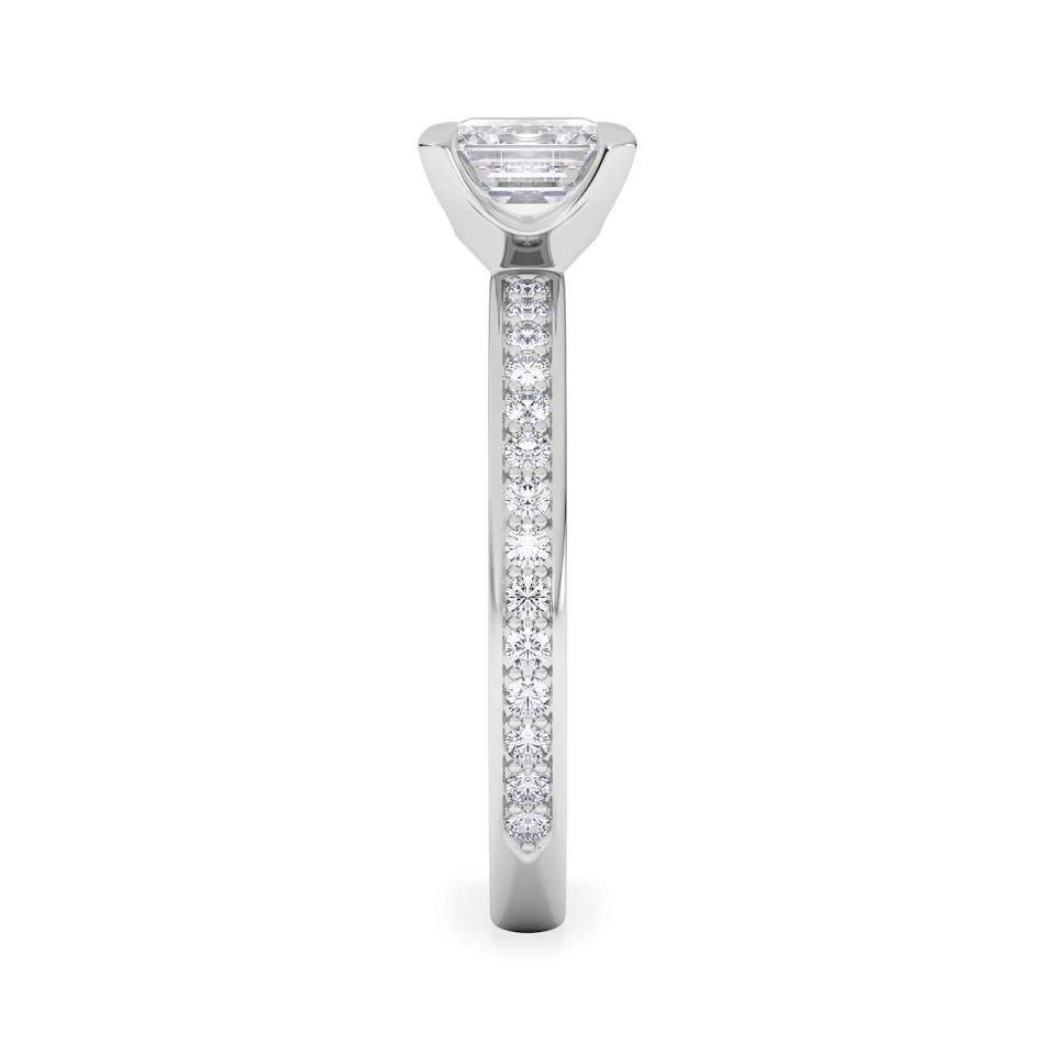 Origin 1.25ct Asscher Cut Lab Diamond Solitaire Engagement Ring with Side Stones in Platinum