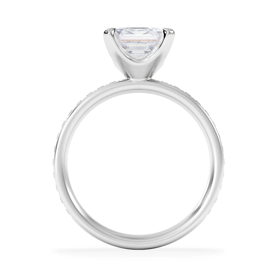 Origin 2.25ct Asscher Cut Lab Diamond Solitaire Engagement Ring with Side Stones in Platinum