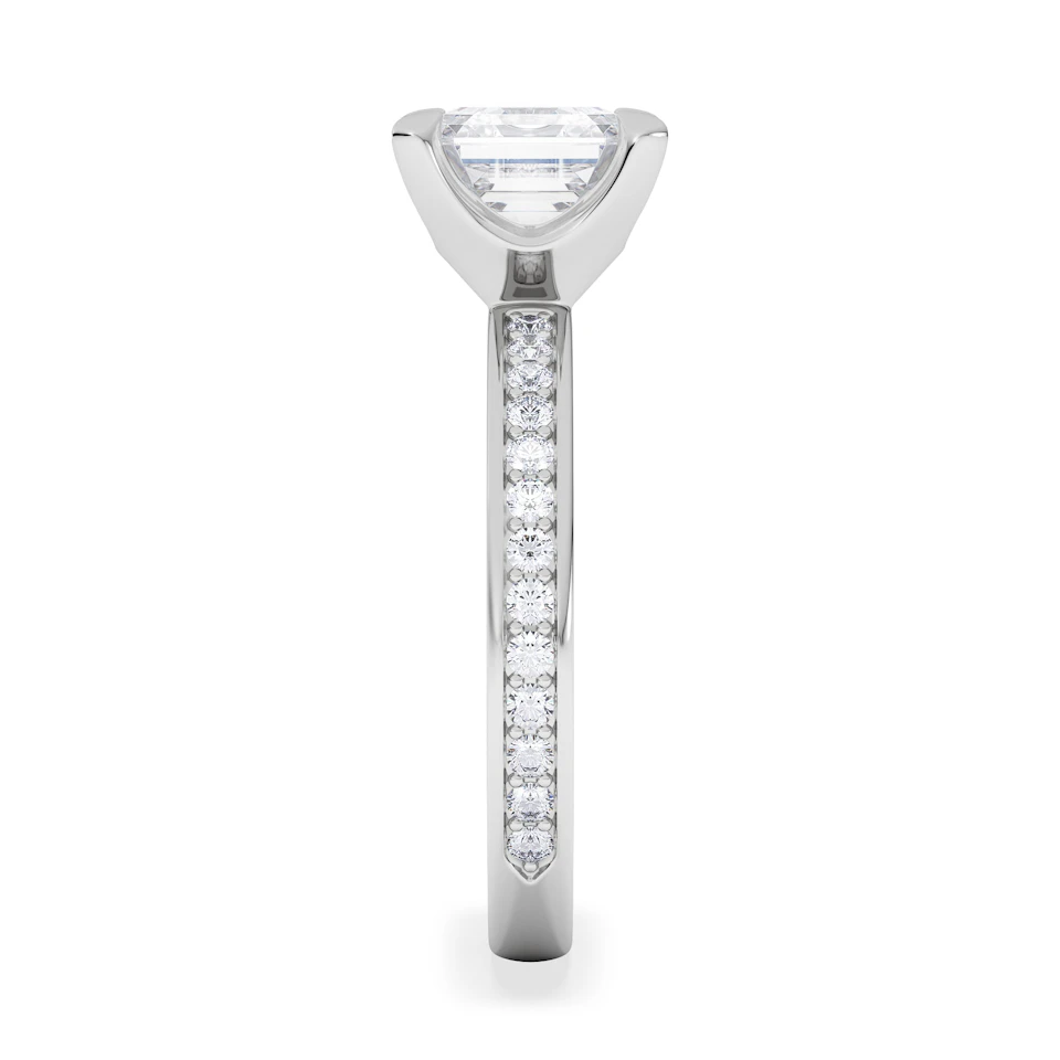 Origin 2.25ct Asscher Cut Lab Diamond Solitaire Engagement Ring with Side Stones in 18K White Gold