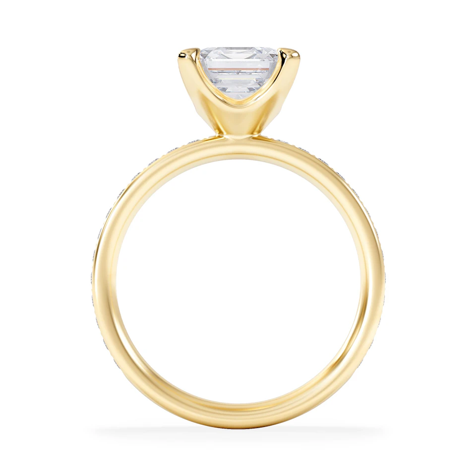Origin 2.25ct Asscher Cut Lab Diamond Solitaire Engagement Ring with Side Stones in 18K Yellow Gold