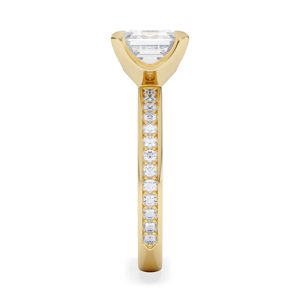 Origin 2.25ct Asscher Cut Lab Diamond Solitaire Engagement Ring with Side Stones in 18K Yellow Gold