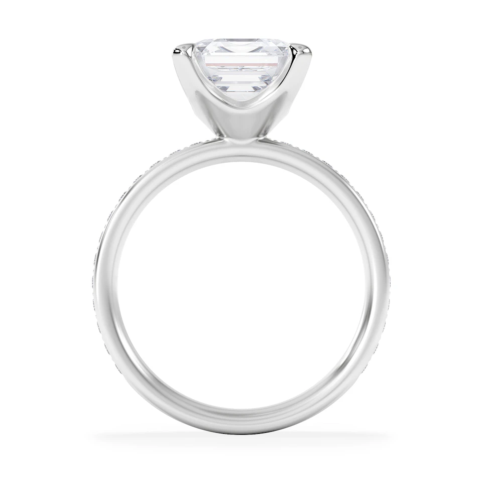 Origin 3.30ct Asscher Cut Lab Diamond Solitaire Engagement Ring with Side Stones in Platinum