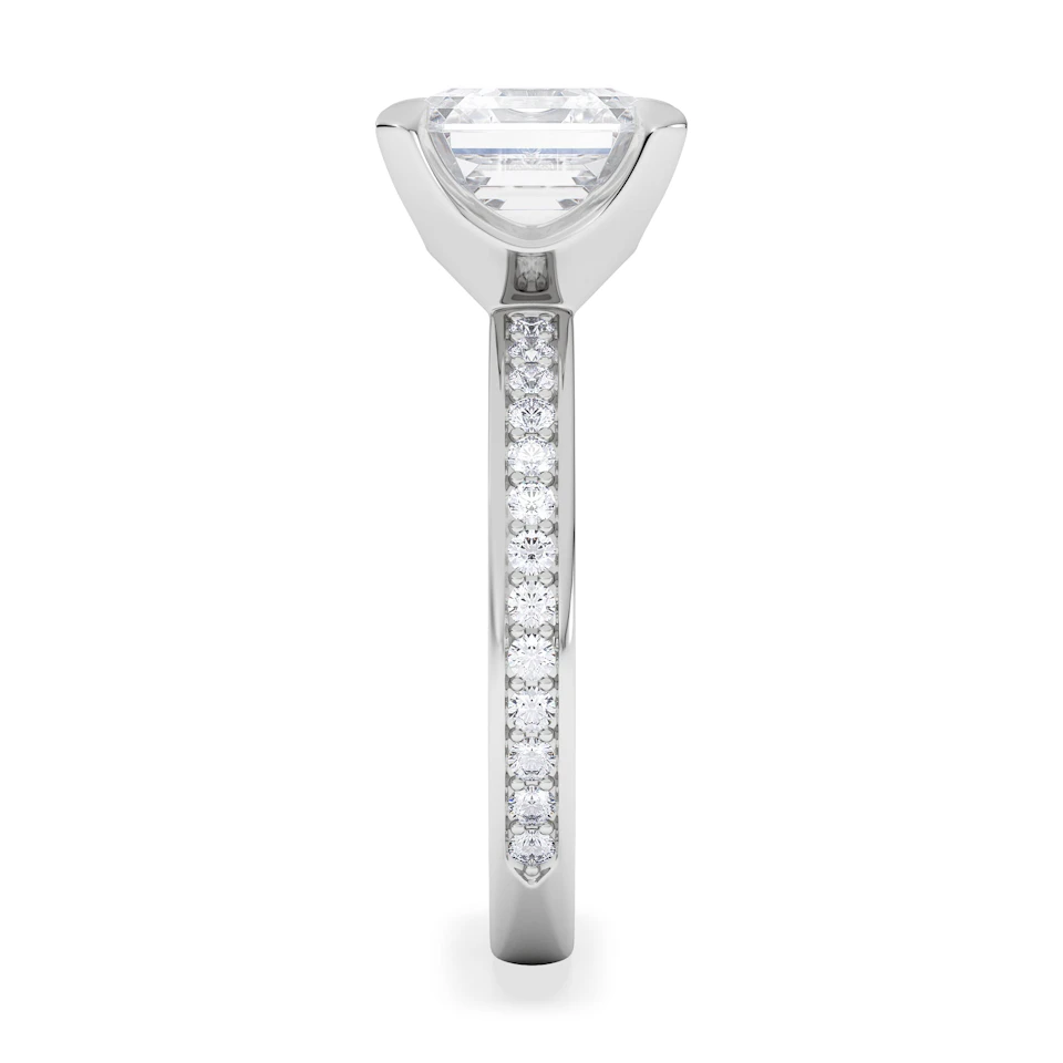 Origin 3.30ct Asscher Cut Lab Diamond Solitaire Engagement Ring with Side Stones in 18K White Gold