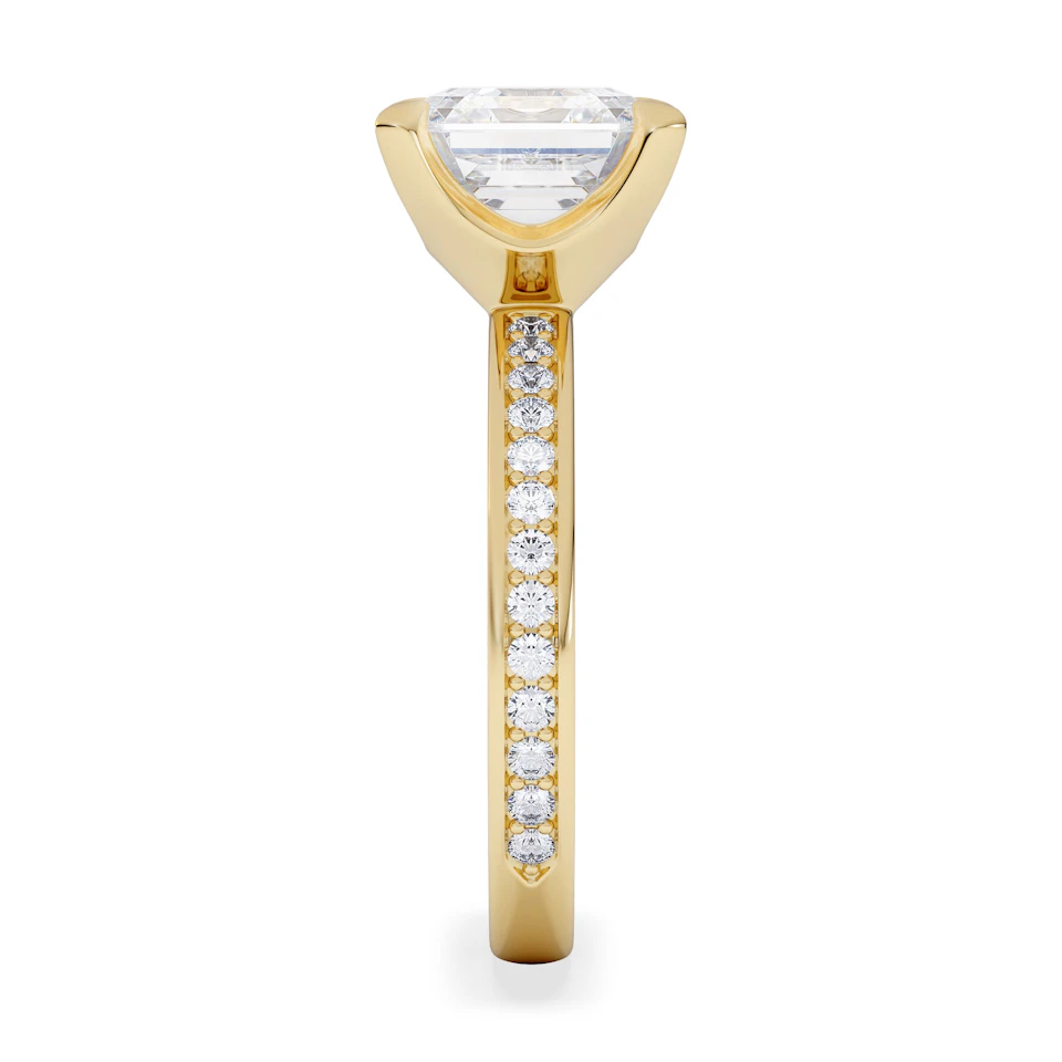 Origin 3.30ct Asscher Cut Lab Diamond Solitaire Engagement Ring with Side Stones in 18K Yellow Gold