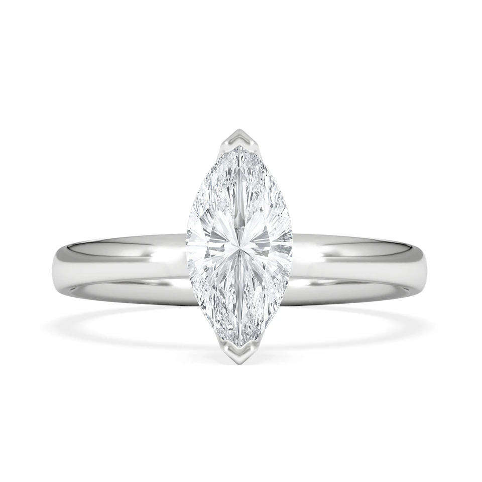Origin 1.00ct Marquise Cut Lab Diamond Solitaire Engagement Ring in 18K White Gold