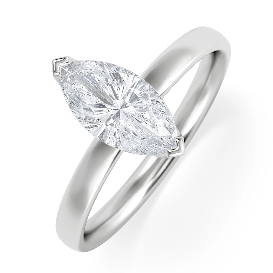 Origin 1.00ct Marquise Cut Lab Diamond Solitaire Engagement Ring in 18K White Gold