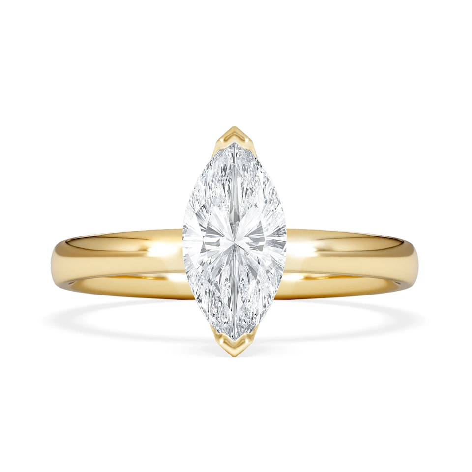 Origin 1.00ct Marquise Cut Lab Diamond Solitaire Engagement Ring in 18K Yellow Gold