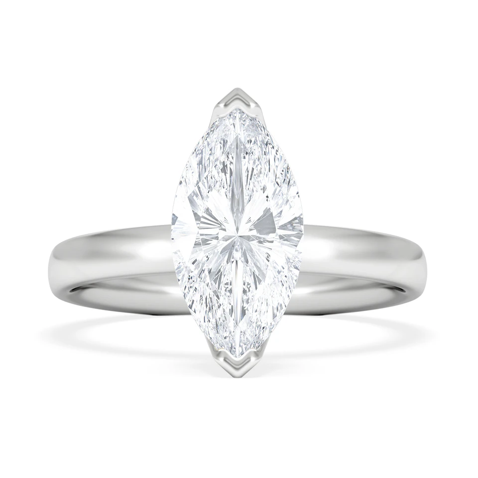 Origin 2.00ct Marquise Cut Lab Diamond Solitaire Engagement Ring in 18K White Gold