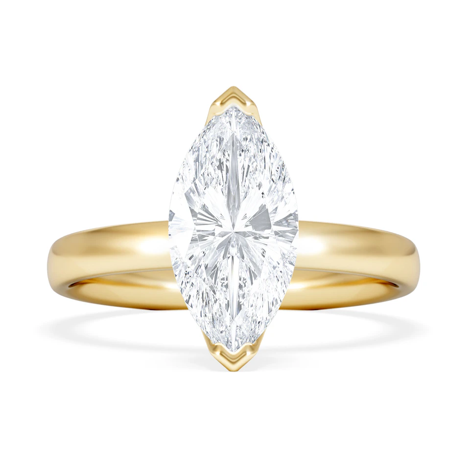 Origin 2.00ct Marquise Cut Lab Diamond Solitaire Engagement Ring in 18K Yellow Gold