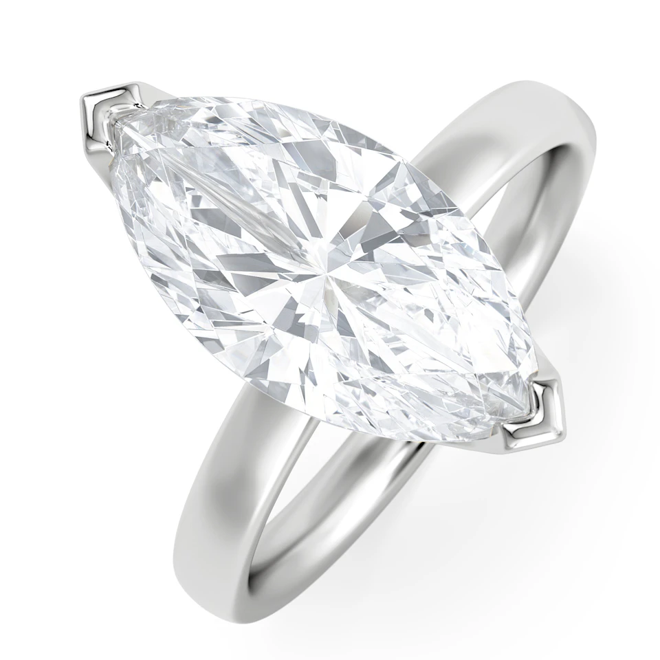 Origin 3.00ct Marquise Cut Lab Diamond Solitaire Engagement Ring in 18K White Gold