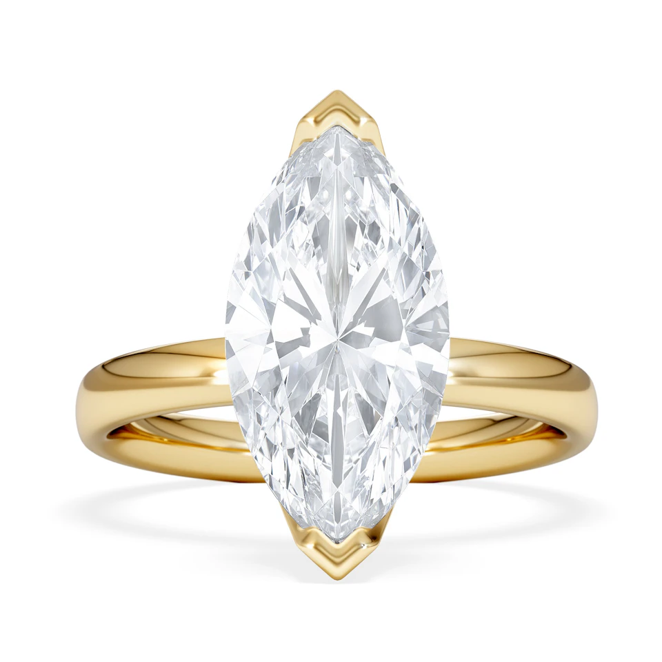 Origin 3.00ct Marquise Cut Lab Diamond Solitaire Engagement Ring in 18K Yellow Gold