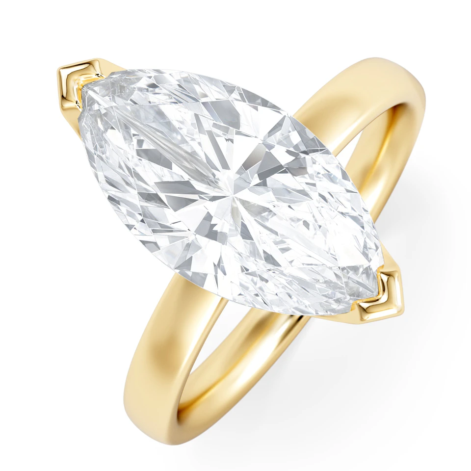 Origin 3.00ct Marquise Cut Lab Diamond Solitaire Engagement Ring in 18K Yellow Gold