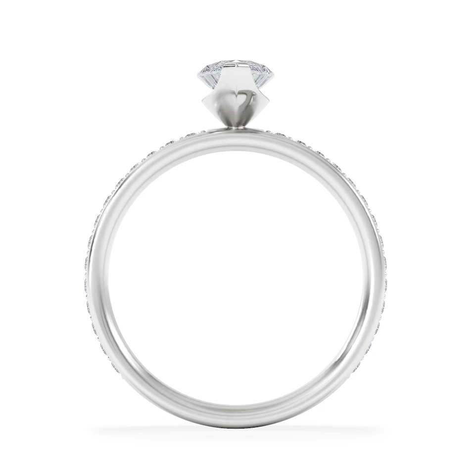 Origin 1.25ct Marquise Cut Lab Diamond Solitaire Engagement Ring with Side Stones in 18K White Gold