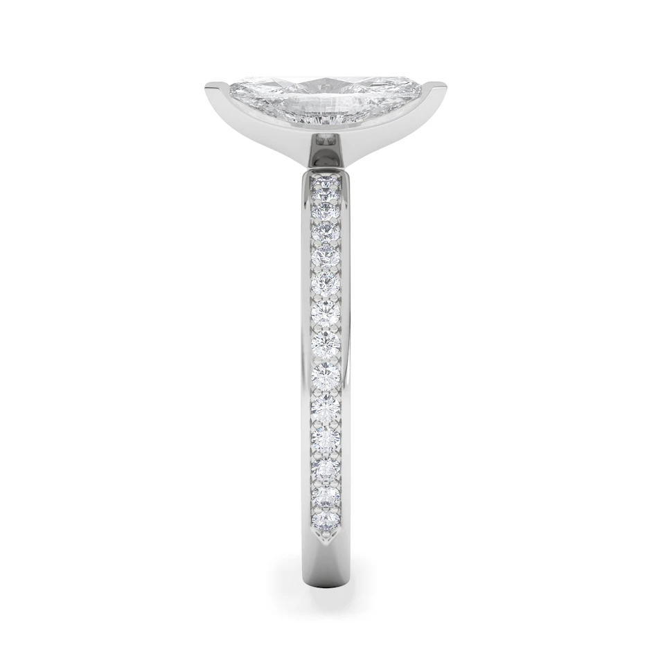 Origin 1.25ct Marquise Cut Lab Diamond Solitaire Engagement Ring with Side Stones in 18K White Gold