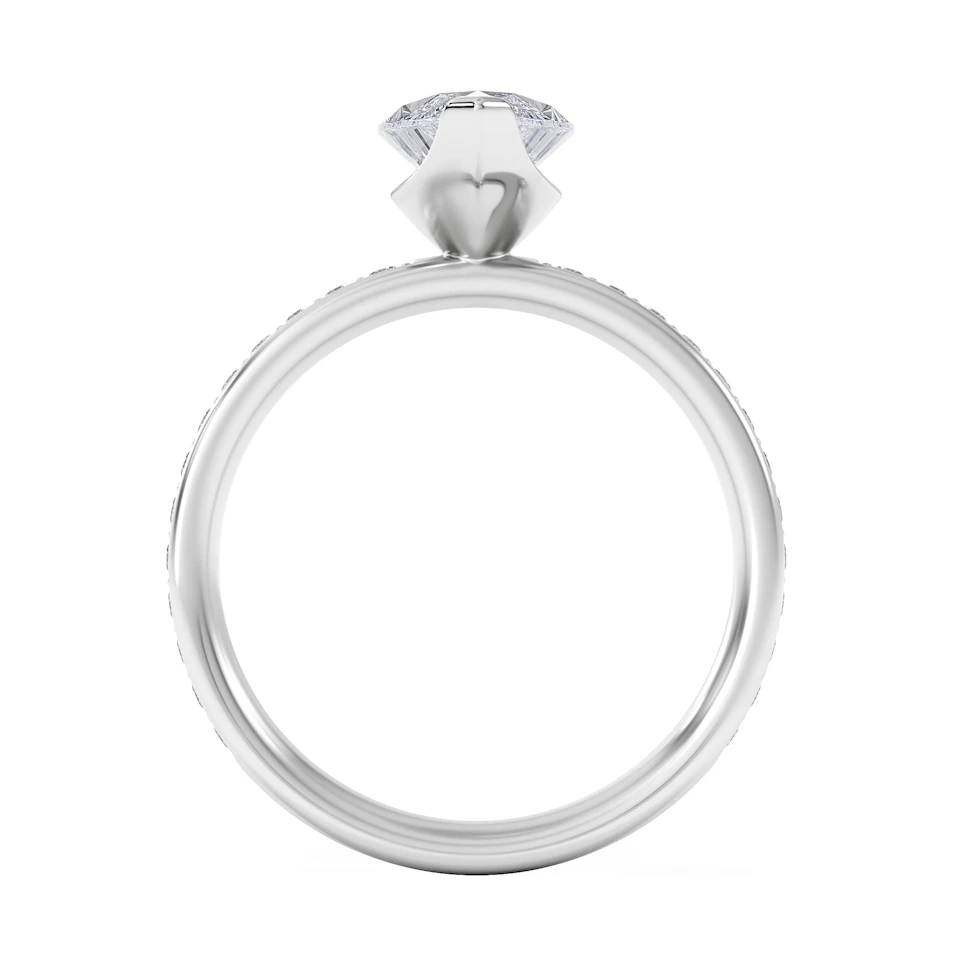 Origin 2.25ct Marquise Cut Lab Diamond Solitaire Engagement Ring with Side Stones in 18K White Gold