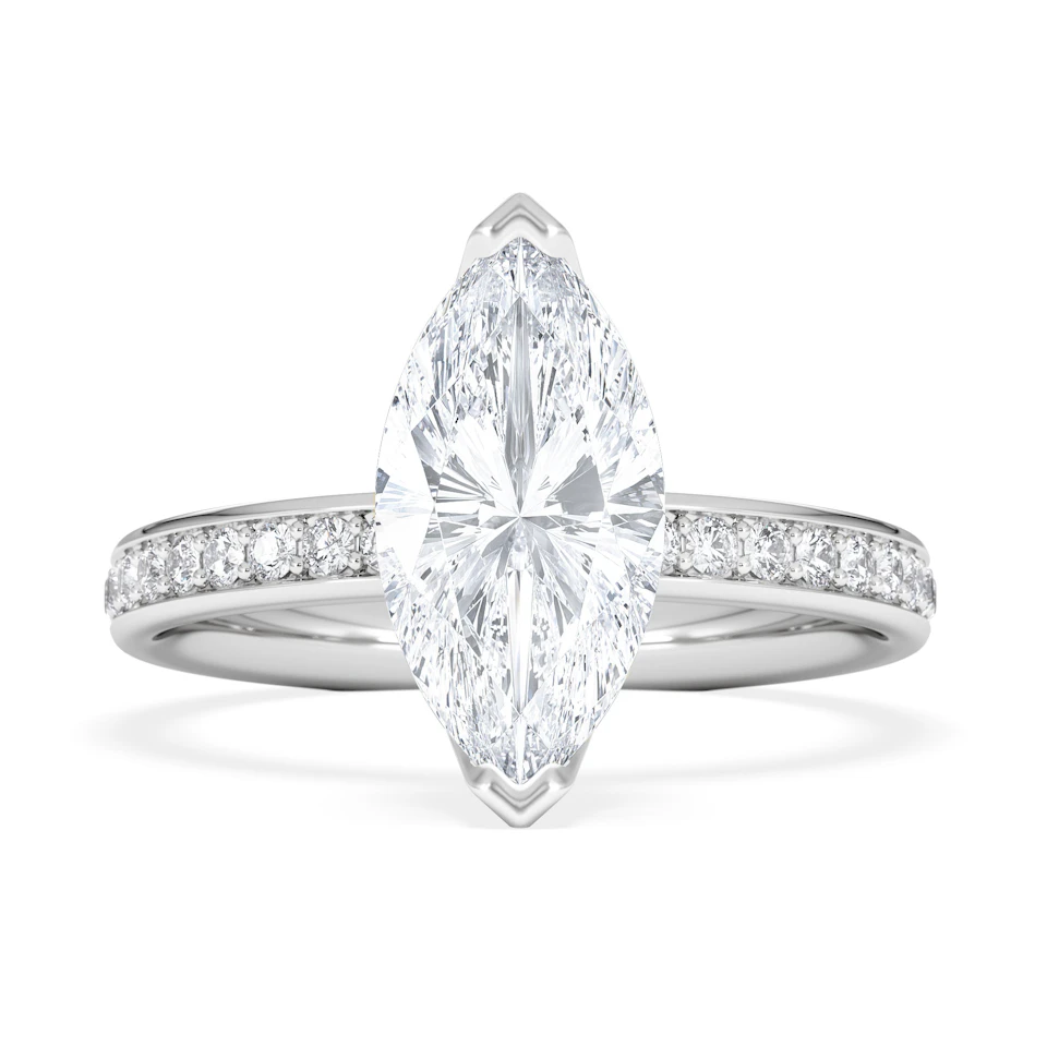 Origin 2.25ct Marquise Cut Lab Diamond Solitaire Engagement Ring with Side Stones in Platinum